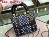 Dior Mini Lady Dior Bag in Black Heat Embossed Calfskin with Hand Painting Replica
