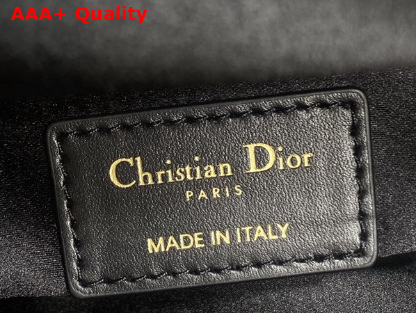 Dior Mini Lady Dior Bag in Black Satin Embroidered with All Over Crystals Replica