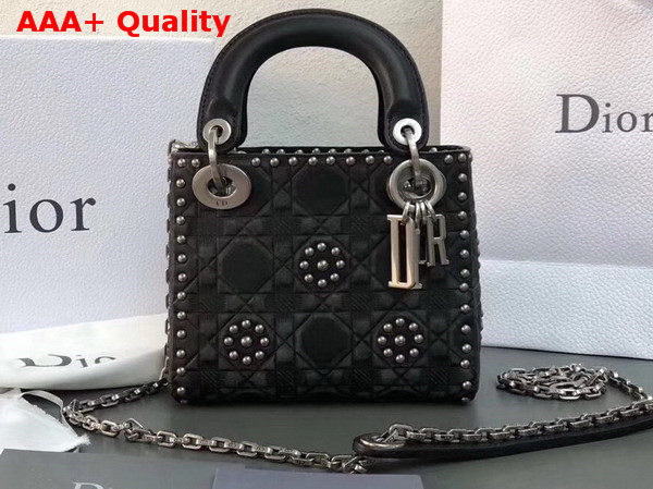 Dior Mini Lady Dior Bag in Black Studded Calfskin Replica