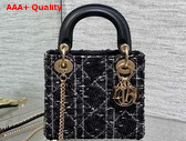 Dior Mini Lady Dior Bag in Black and White Cannage Tweed Replica