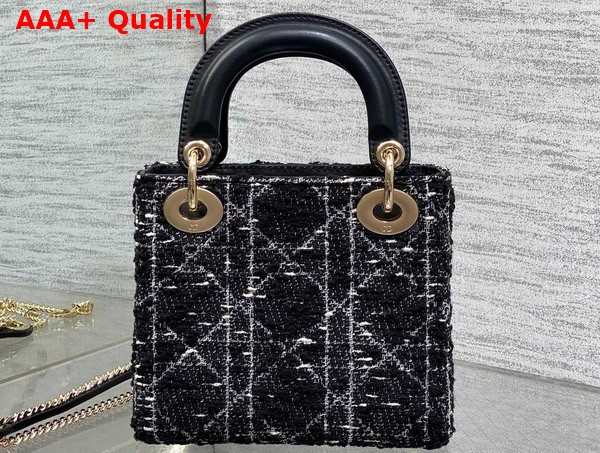 Dior Mini Lady Dior Bag in Black and White Cannage Tweed Replica