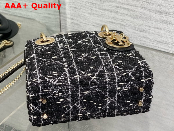Dior Mini Lady Dior Bag in Black and White Cannage Tweed Replica