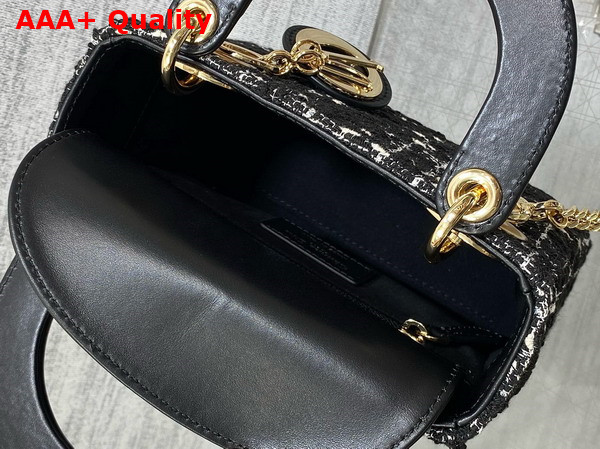 Dior Mini Lady Dior Bag in Black and White Cannage Tweed Replica