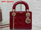 Dior Mini Lady Dior Bag in Cherry Red Patent Cannage Calfskin Replica