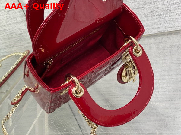 Dior Mini Lady Dior Bag in Cherry Red Patent Cannage Calfskin Replica