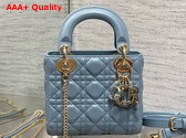 Dior Mini Lady Dior Bag in Cloud Blue Cannage Lambskin with Resin DIOR Charms Replica