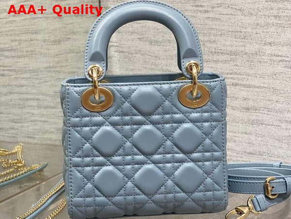 Dior Mini Lady Dior Bag in Cloud Blue Cannage Lambskin with Resin DIOR Charms Replica