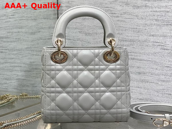 Dior Mini Lady Dior Bag in Cloud Gray Cannage Lambskin with Pale Gold Finish Metal Replica