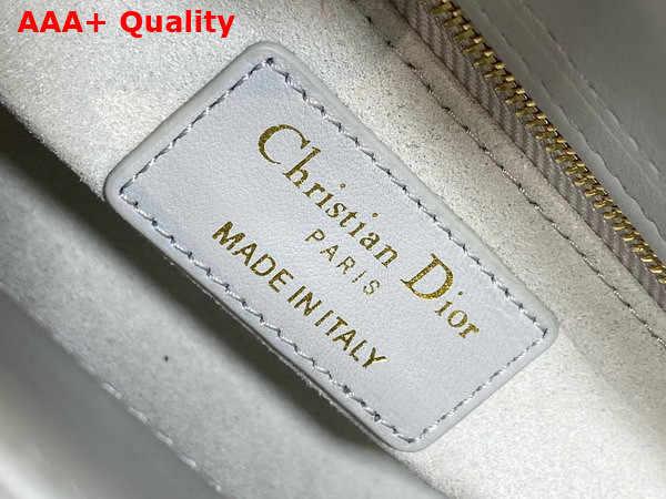 Dior Mini Lady Dior Bag in Cloud Gray Cannage Lambskin with Pale Gold Finish Metal Replica