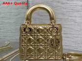 Dior Mini Lady Dior Bag in Gold Cannage Lambskin Replica
