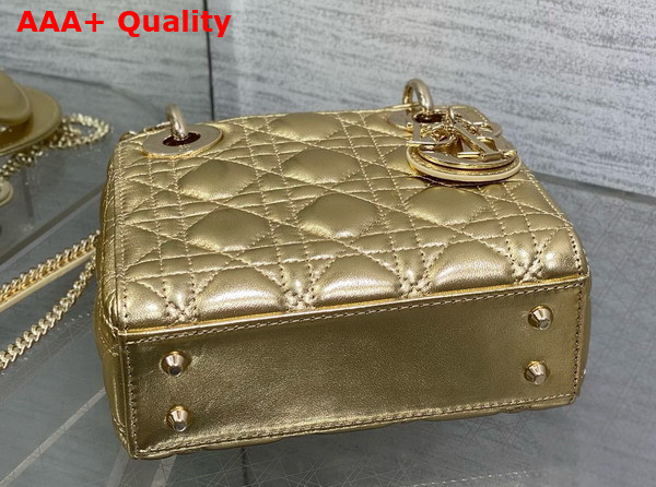 Dior Mini Lady Dior Bag in Gold Cannage Lambskin Replica