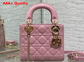 Dior Mini Lady Dior Bag in Hydrangea Pink Patent Cannage Calfskin with Pale Gold Finish Metal Replica