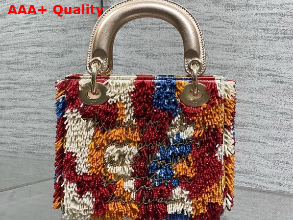 Dior Mini Lady Dior Bag in Lambskin with All Over Multicolor Beads Replica