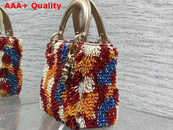 Dior Mini Lady Dior Bag in Lambskin with All Over Multicolor Beads Replica