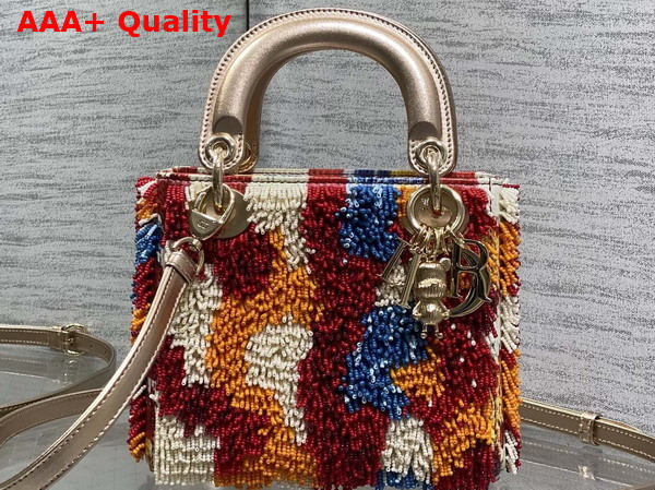 Dior Mini Lady Dior Bag in Lambskin with All Over Multicolor Beads Replica