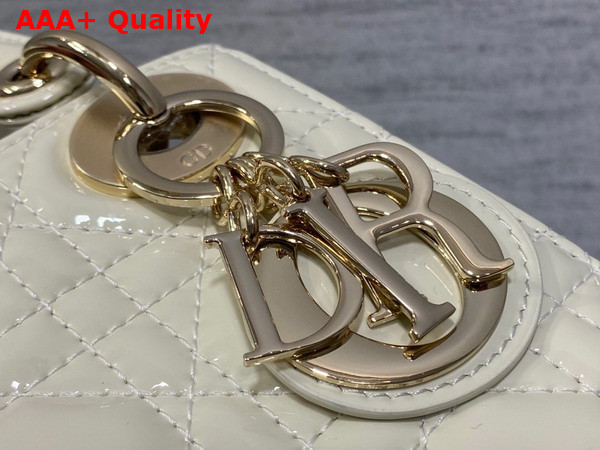 Dior Mini Lady Dior Bag in Latte Patent Cannage Calfskin Replica