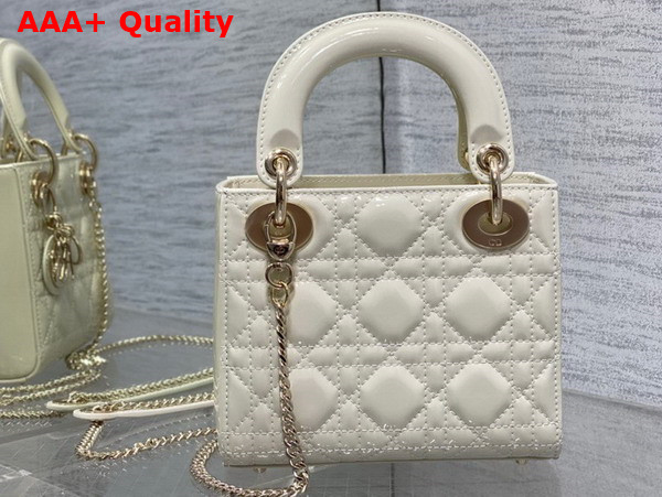 Dior Mini Lady Dior Bag in Latte Patent Cannage Calfskin Replica