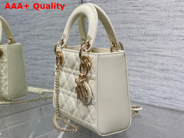 Dior Mini Lady Dior Bag in Latte Patent Cannage Calfskin Replica