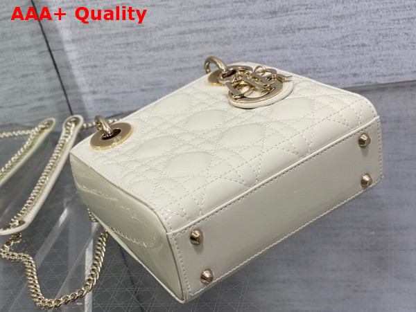 Dior Mini Lady Dior Bag in Latte Patent Cannage Calfskin Replica
