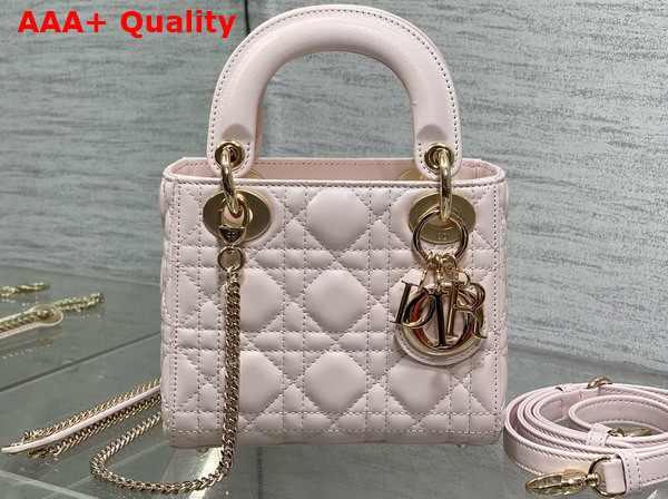 Dior Mini Lady Dior Bag in Light Pink Cannage Lambskin Replica