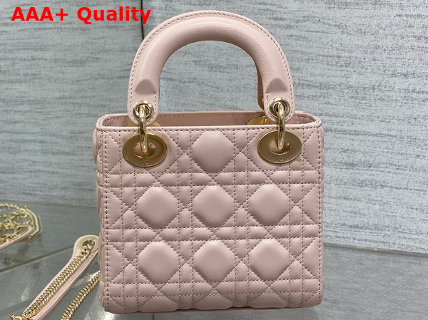 Dior Mini Lady Dior Bag in Pale Pink Cannage Lambskin with Resin DIOR Charms Replica