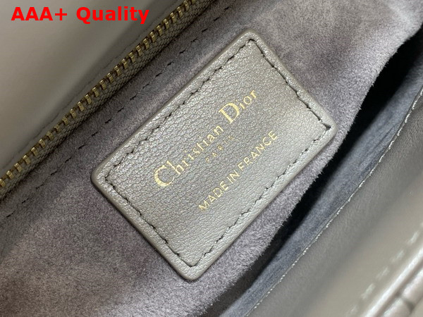 Dior Mini Lady Dior Bag in Pearl Gray Cannage Lambskin with Pale Gold Finish Metal Replica