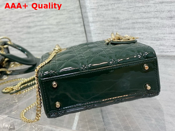 Dior Mini Lady Dior Bag in Pine Green Patent Cannage Calfskin Replica