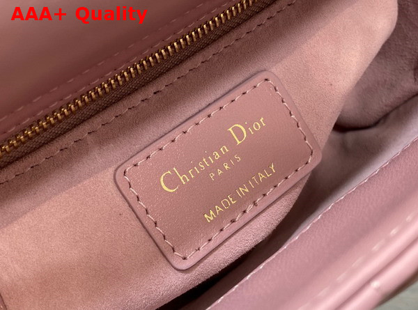 Dior Mini Lady Dior Bag in Pink Cannage Lambskin with Pale Gold Finish Metal Replica