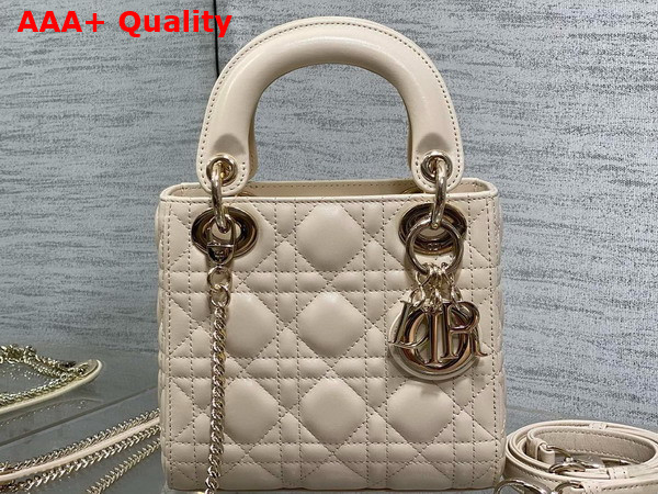 Dior Mini Lady Dior Bag in Powder Beige Cannage Lambskin Replica