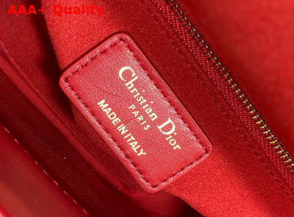 Dior Mini Lady Dior Bag in Red Cannage Lambskin with Pale Gold Finish Metal Replica