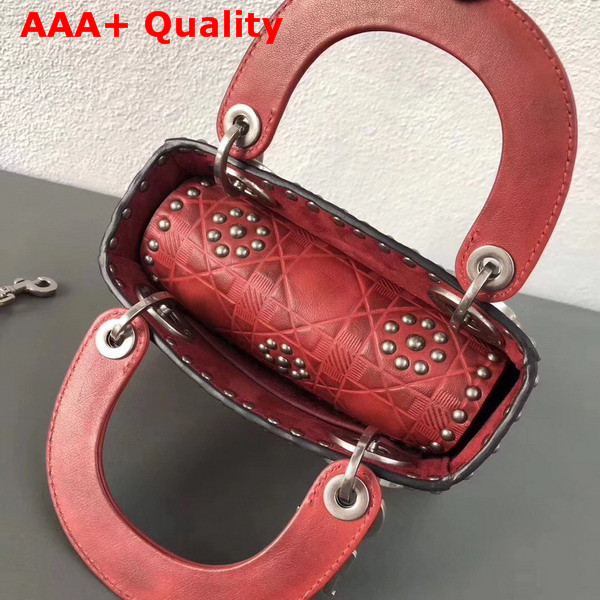 Dior Mini Lady Dior Bag in Red Studded Calfskin Replica