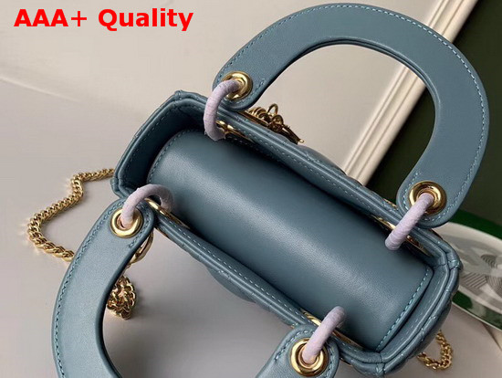Dior Mini Lady Dior Bag in Sky Blue Lambskin with Gold Hardware Replica