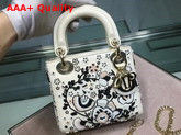 Dior Mini Lady Dior Bag in White Embroidered Calfskin Replica