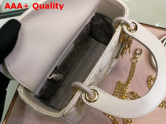 Dior Mini Lady Dior Bag in White Lambskin Replica