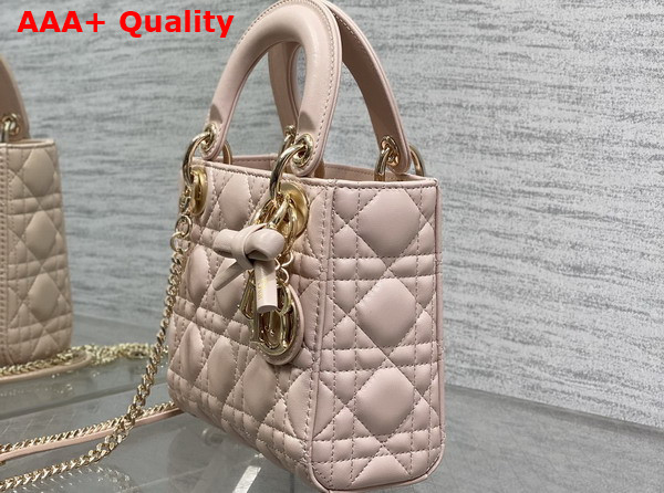 Dior Mini Lady Dior Bag with Chain Rose Soupir Cannage Lambskin Replica
