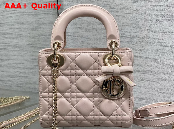 Dior Mini Lady Dior Bag with Chain Rose Soupir Cannage Lambskin Replica