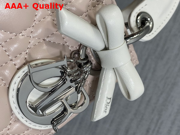 Dior Mini Lady Dior Bag with Chain Rose Soupir and Latte Cannage Lambskin Replica