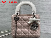 Dior Mini Lady Dior Bag with Chain Rose Soupir and Latte Cannage Lambskin Replica