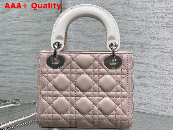 Dior Mini Lady Dior Bag with Chain Rose Soupir and Latte Cannage Lambskin Replica