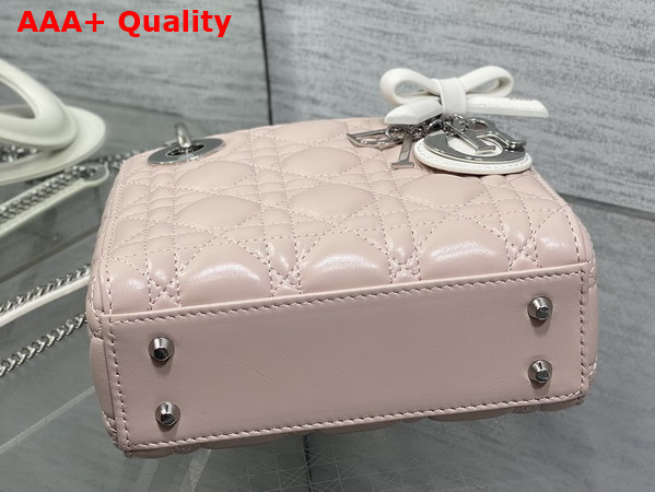 Dior Mini Lady Dior Bag with Chain Rose Soupir and Latte Cannage Lambskin Replica
