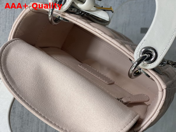 Dior Mini Lady Dior Bag with Chain Rose Soupir and Latte Cannage Lambskin Replica