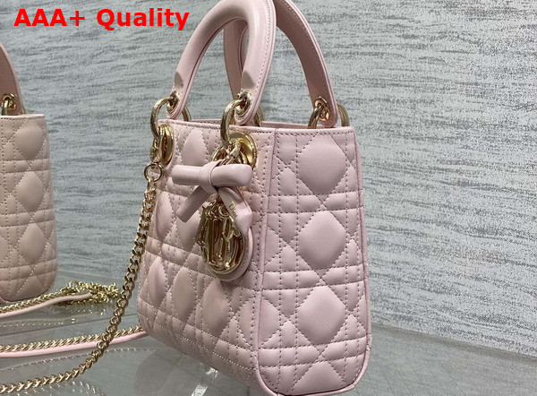 Dior Mini Lady Dior Bag with Chain Soupir Pink Cannage Lambskin Replica