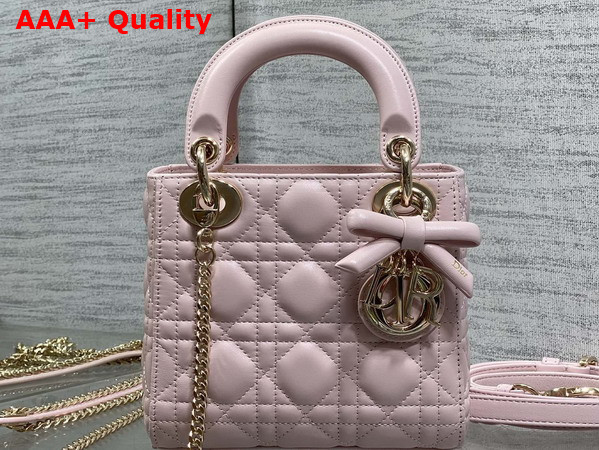 Dior Mini Lady Dior Bag with Chain Soupir Pink Cannage Lambskin Replica