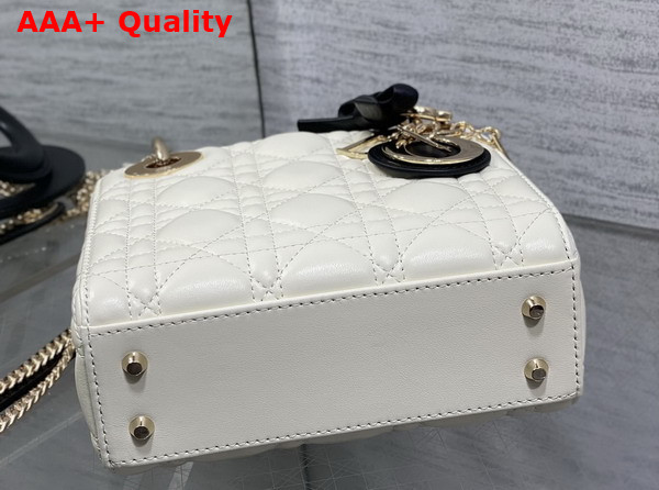 Dior Mini Lady Dior Bag with Chain Two Tone Latte and Black Cannage Lambskin Replica