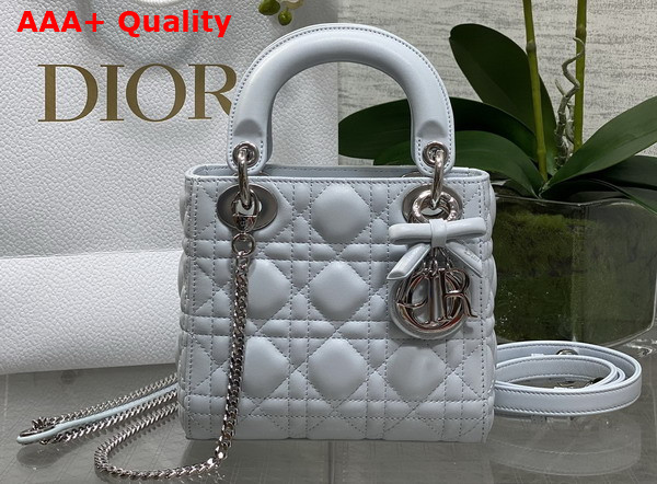 Dior Mini Lady Dior Bag with Chain in Ice Blue Cannage Lambskin Replica