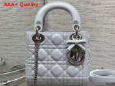 Dior Mini Lady Dior Bag with Chain in Ice Blue Cannage Lambskin Replica