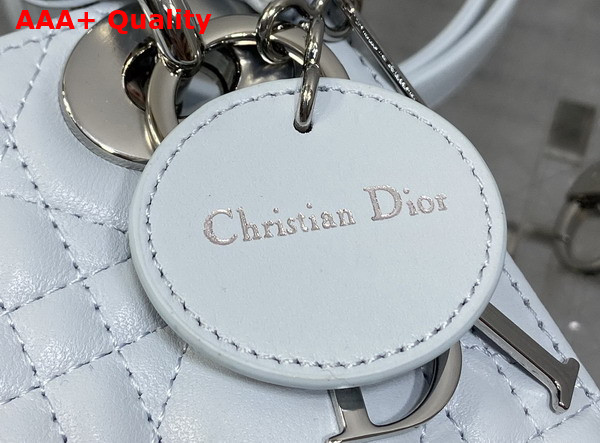 Dior Mini Lady Dior Bag with Chain in Ice Blue Cannage Lambskin Replica