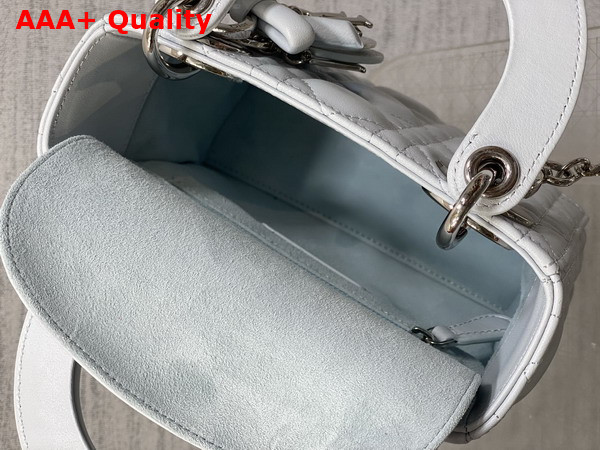 Dior Mini Lady Dior Bag with Chain in Ice Blue Cannage Lambskin Replica