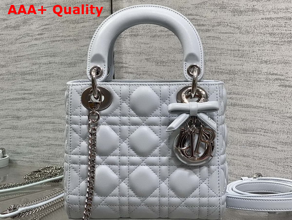 Dior Mini Lady Dior Bag with Chain in Ice Blue Cannage Lambskin Replica