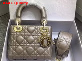 Dior Mini Lady Dior Bag with Leather Shoulder Strap Metallic Gold Grained Calfskin Replica